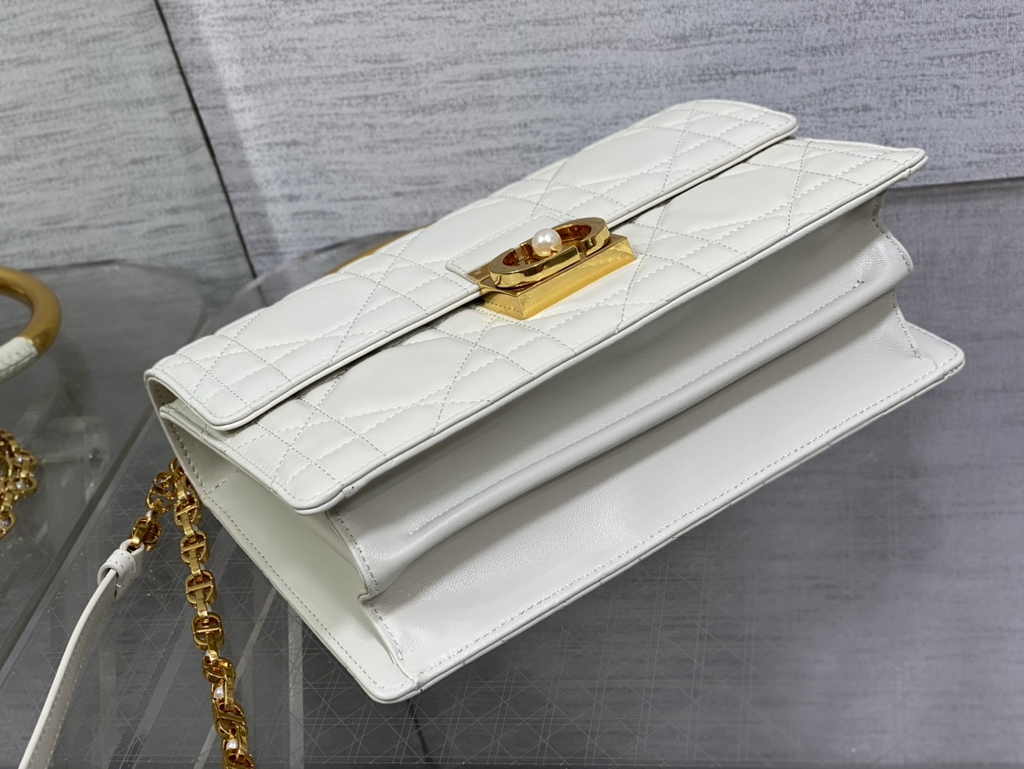 Medium Dior Ange Bag M4402 White Macrocannage Calfskin - Default Title - View 8