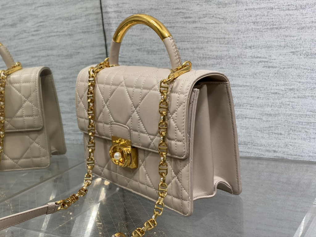 Medium Dior Ange Bag M4402 Trench Beige Macrocannage Calfskin - Default Title - View 6