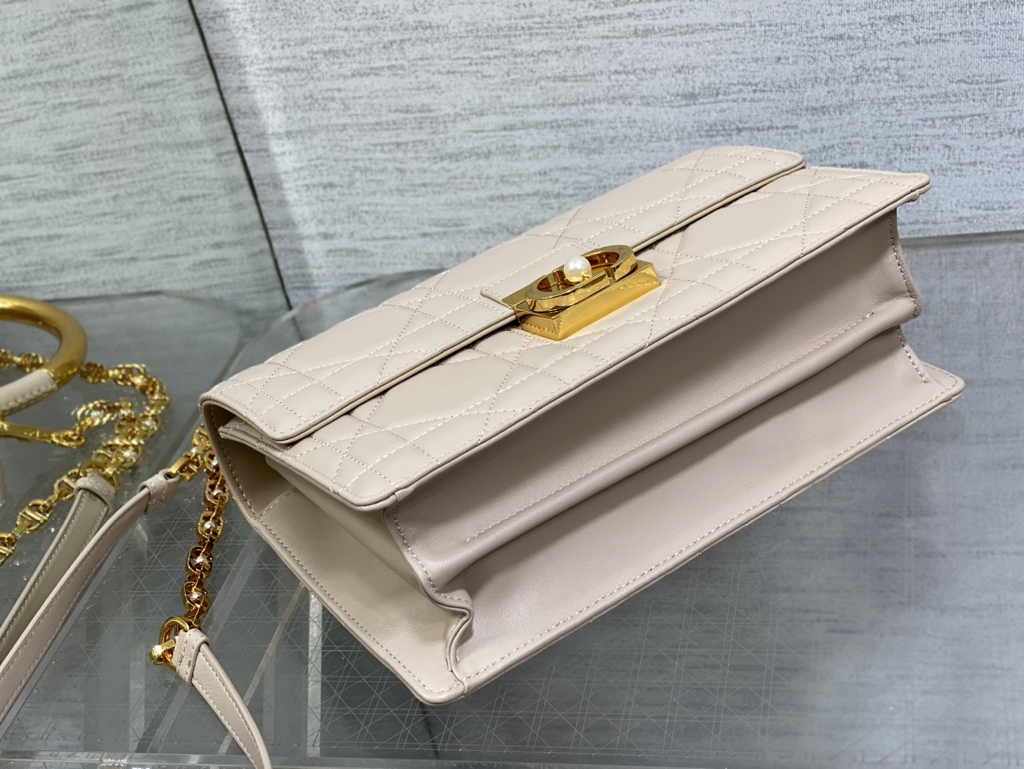 Medium Dior Ange Bag M4402 Trench Beige Macrocannage Calfskin - Default Title - View 7