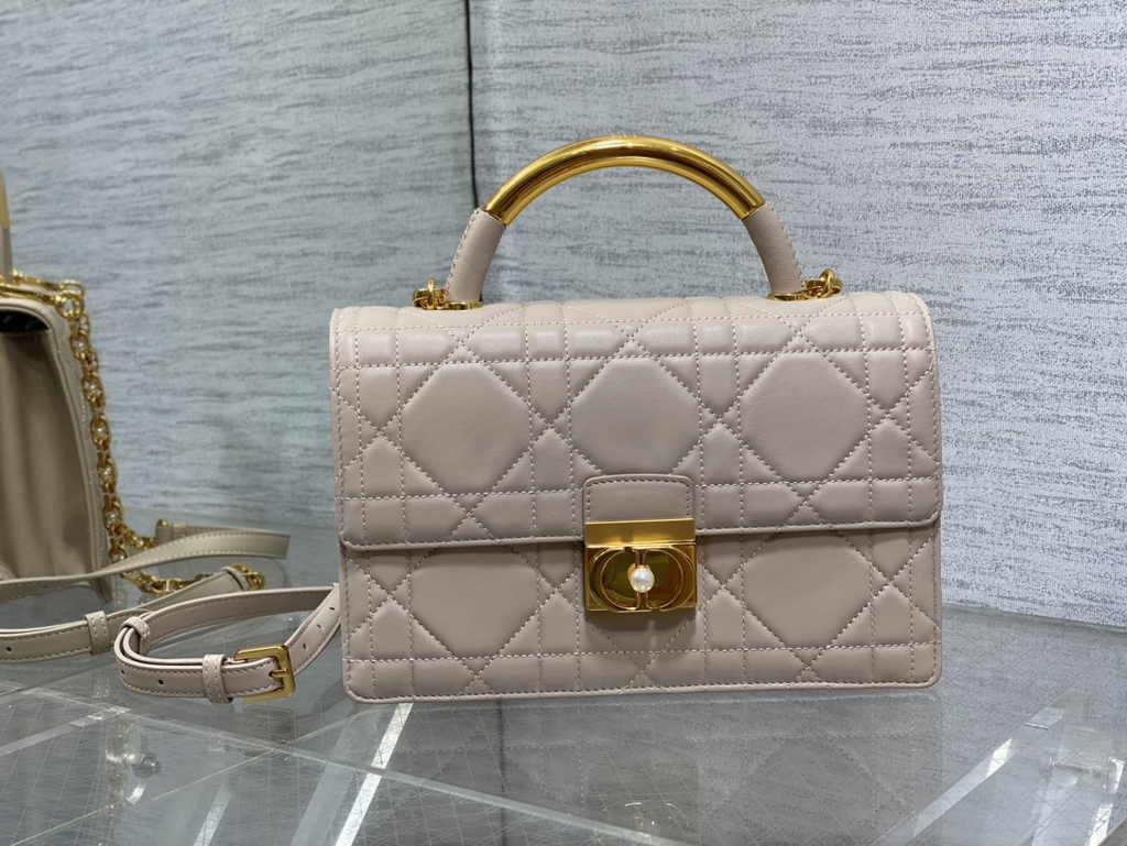 Medium Dior Ange Bag M4402 Trench Beige Macrocannage Calfskin - Default Title - View 2