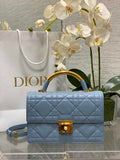 Medium Dior Ange Bag M4402 Blue Macrocannage Calfskin - Default Title - View 1