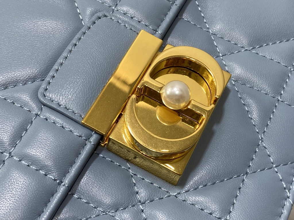Medium Dior Ange Bag M4402 Blue Macrocannage Calfskin - Default Title - View 3