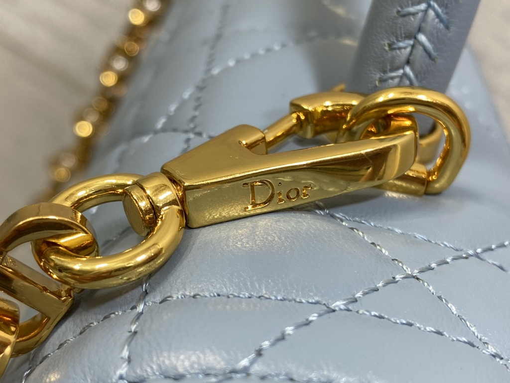 Medium Dior Ange Bag M4402 Blue Macrocannage Calfskin - Default Title - View 5