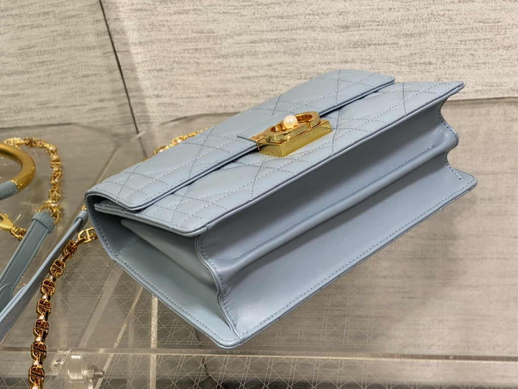Medium Dior Ange Bag M4402 Blue Macrocannage Calfskin - Default Title - View 8