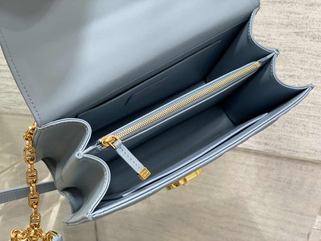 Medium Dior Ange Bag M4402 Blue Macrocannage Calfskin - Default Title - View 9