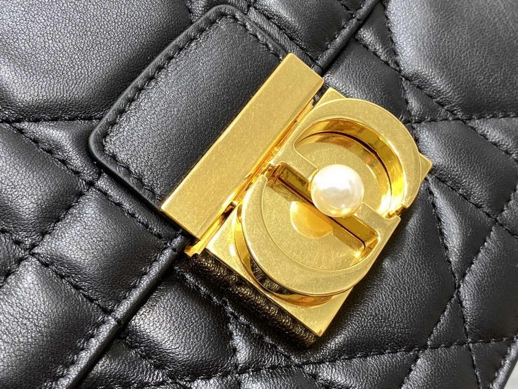 Medium Dior Ange Bag M4402 Black Macrocannage Calfskin - Default Title - View 8