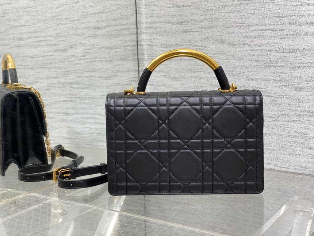 Medium Dior Ange Bag M4402 Black Macrocannage Calfskin - Default Title - View 3