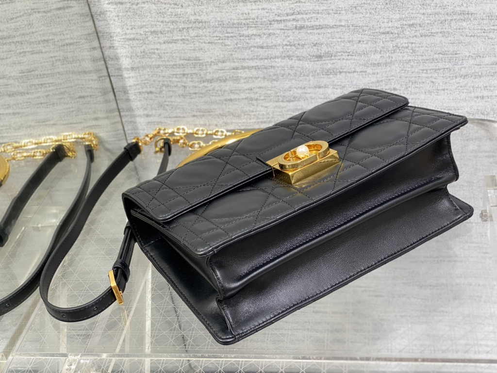 Medium Dior Ange Bag M4402 Black Macrocannage Calfskin - Default Title - View 5