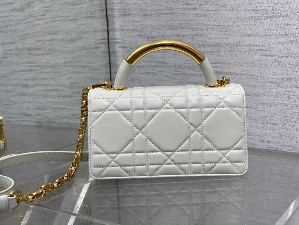 Mini Dior Ange Bag M4401 White Macrocannage Calfskin - Default Title - View 4