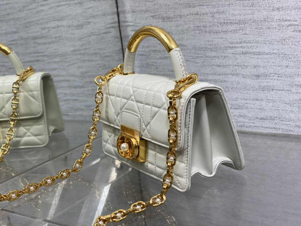 Mini Dior Ange Bag M4401 White Macrocannage Calfskin - Default Title - View 5