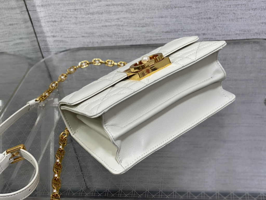 Mini Dior Ange Bag M4401 White Macrocannage Calfskin - Default Title - View 7