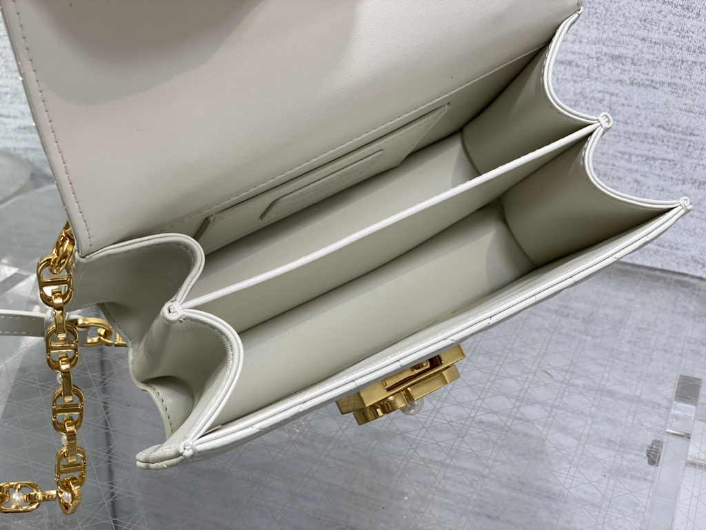 Mini Dior Ange Bag M4401 White Macrocannage Calfskin - Default Title - View 8
