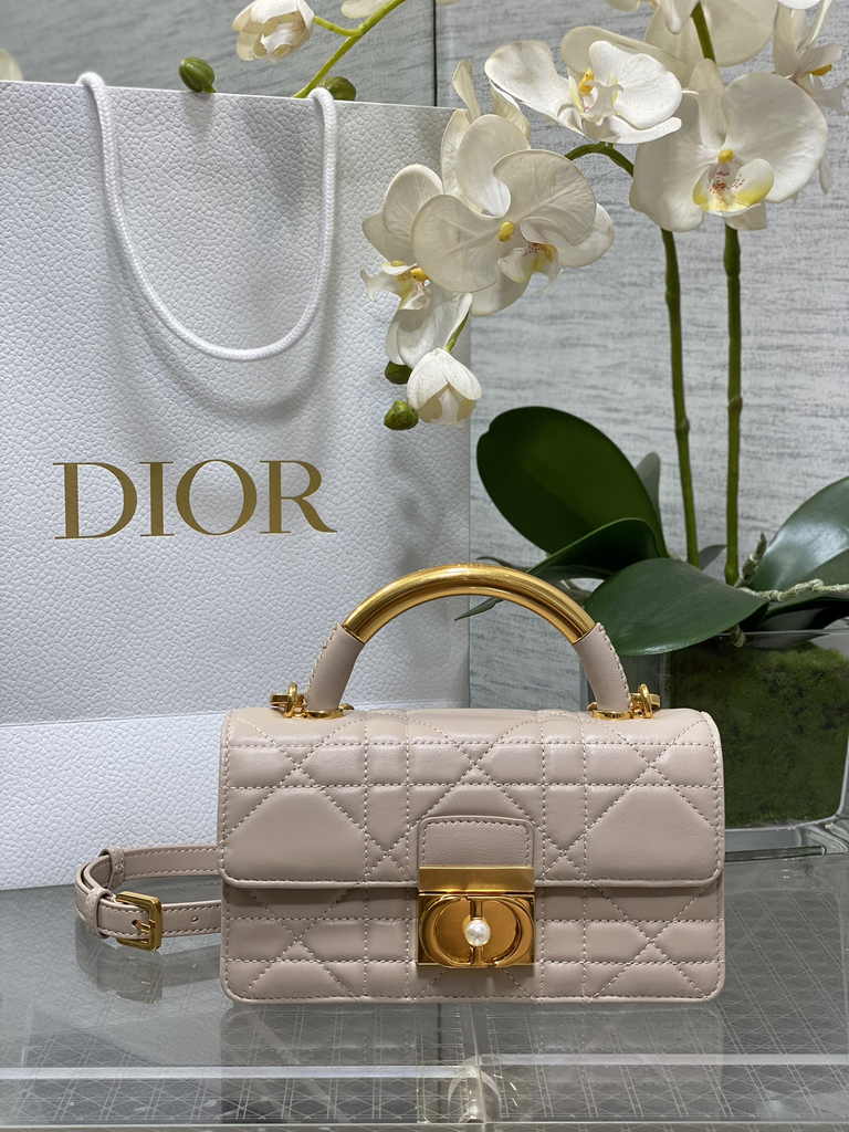 Mini Dior Ange Bag M4401 Trench Beige Macrocannage Calfskin - Default Title - View 1