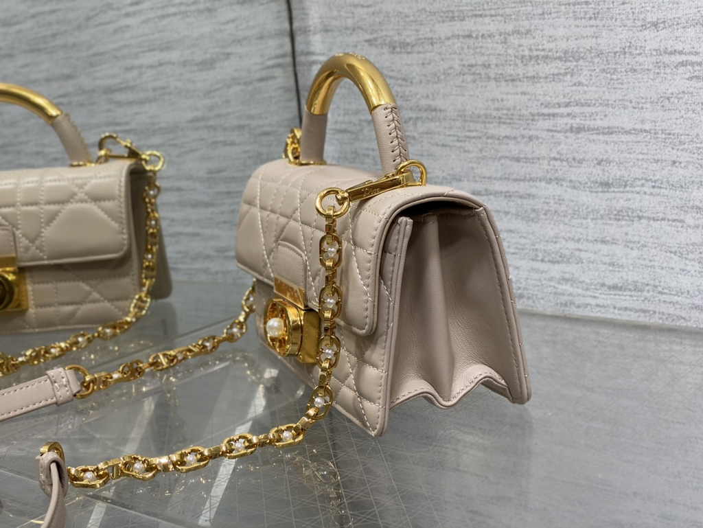 Mini Dior Ange Bag M4401 Trench Beige Macrocannage Calfskin - Default Title - View 7