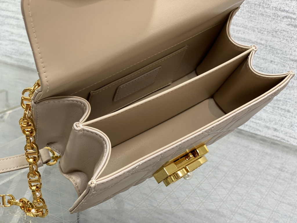 Mini Dior Ange Bag M4401 Trench Beige Macrocannage Calfskin - Default Title - View 9