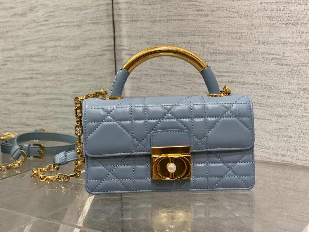Mini Dior Ange Bag M4401 Blue Macrocannage Calfskin - Default Title - View 2