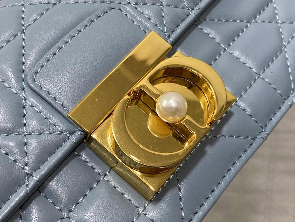 Mini Dior Ange Bag M4401 Blue Macrocannage Calfskin - Default Title - View 3