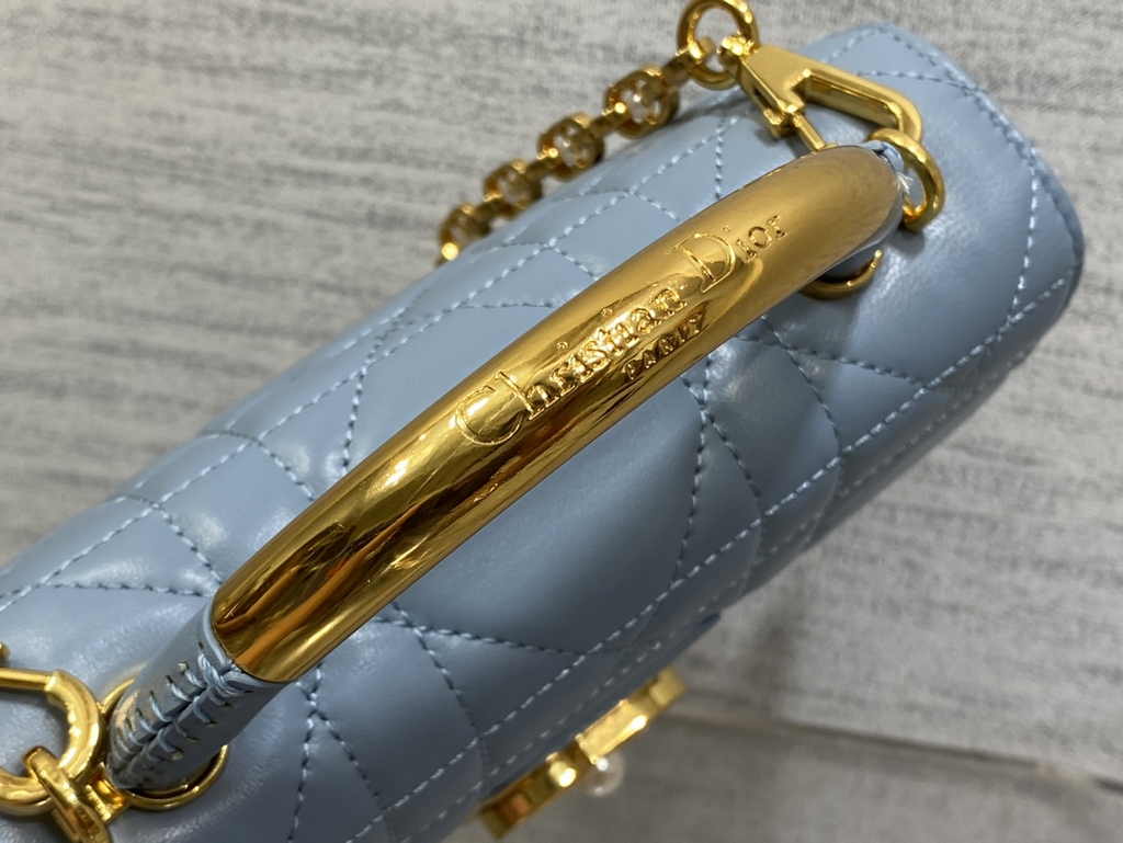 Mini Dior Ange Bag M4401 Blue Macrocannage Calfskin - Default Title - View 4