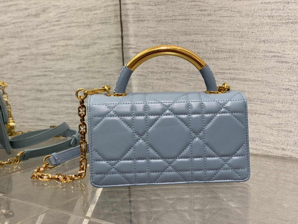 Mini Dior Ange Bag M4401 Blue Macrocannage Calfskin - Default Title - View 5