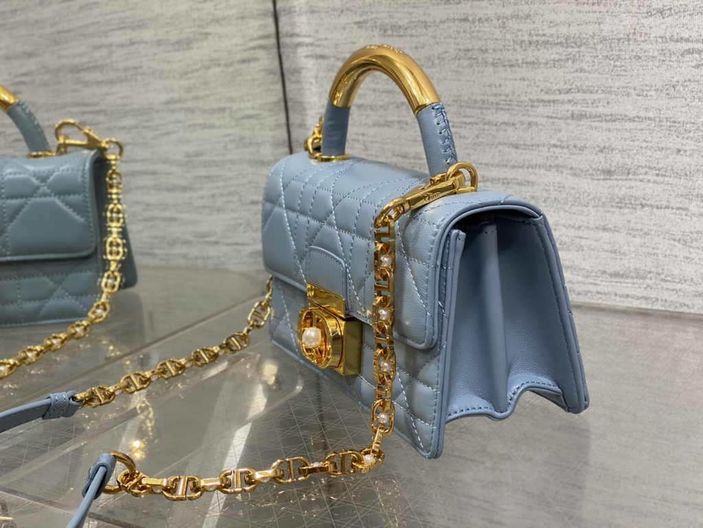 Mini Dior Ange Bag M4401 Blue Macrocannage Calfskin - Default Title - View 6