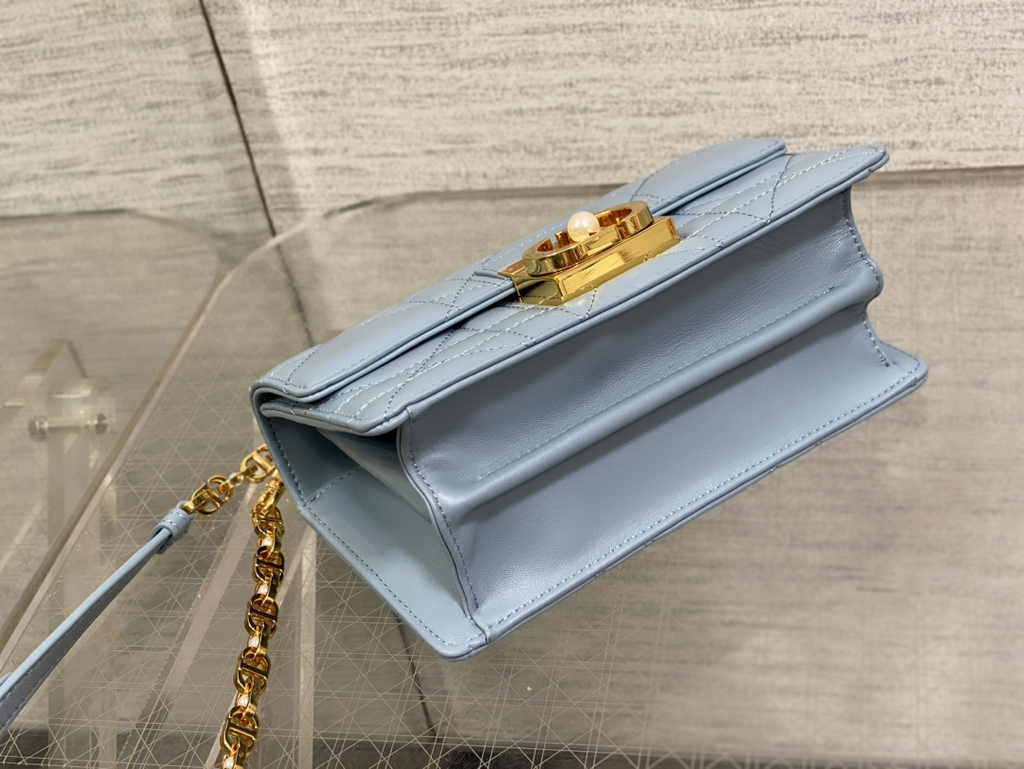 Mini Dior Ange Bag M4401 Blue Macrocannage Calfskin - Default Title - View 7
