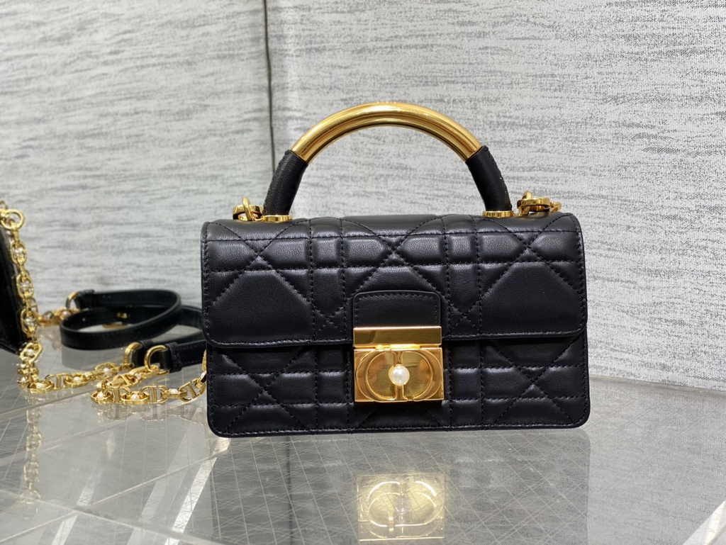 Mini Dior Ange Bag M4401 Black Macrocannage Calfskin - Default Title - View 2