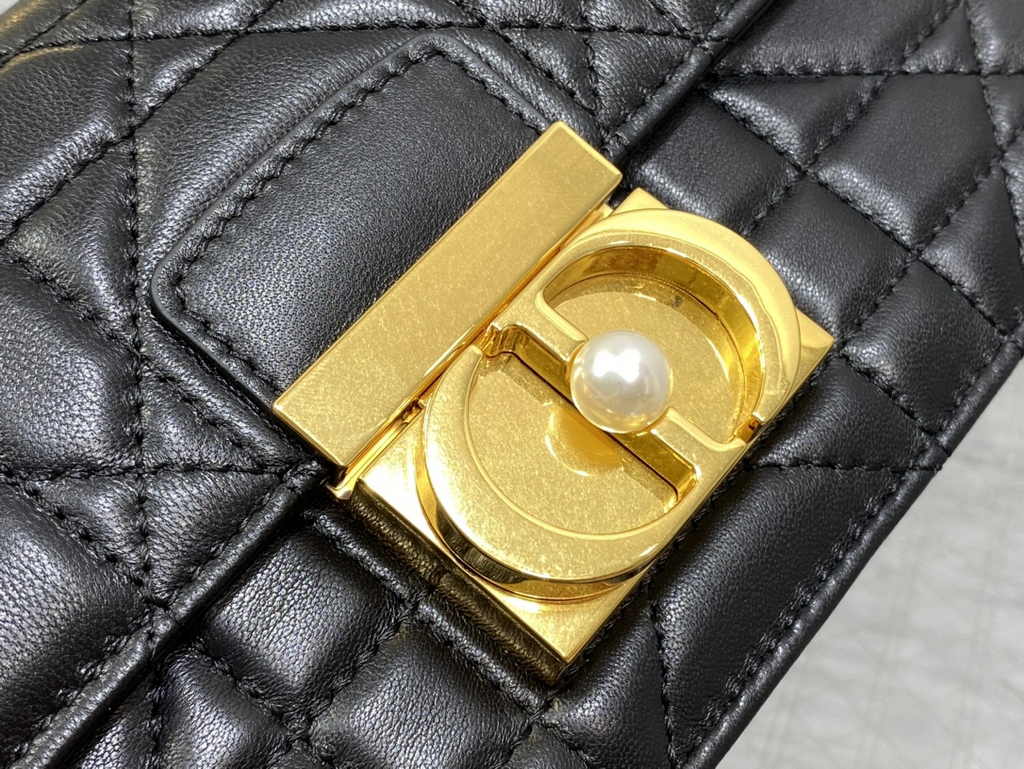 Mini Dior Ange Bag M4401 Black Macrocannage Calfskin - Default Title - View 3