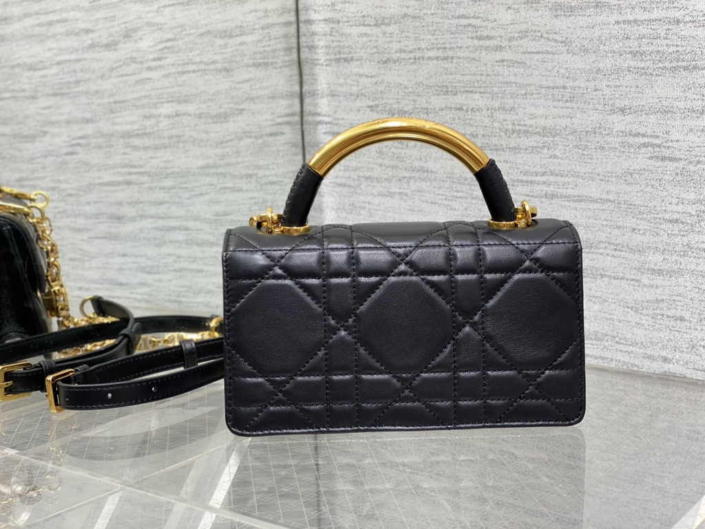 Mini Dior Ange Bag M4401 Black Macrocannage Calfskin - Default Title - View 4
