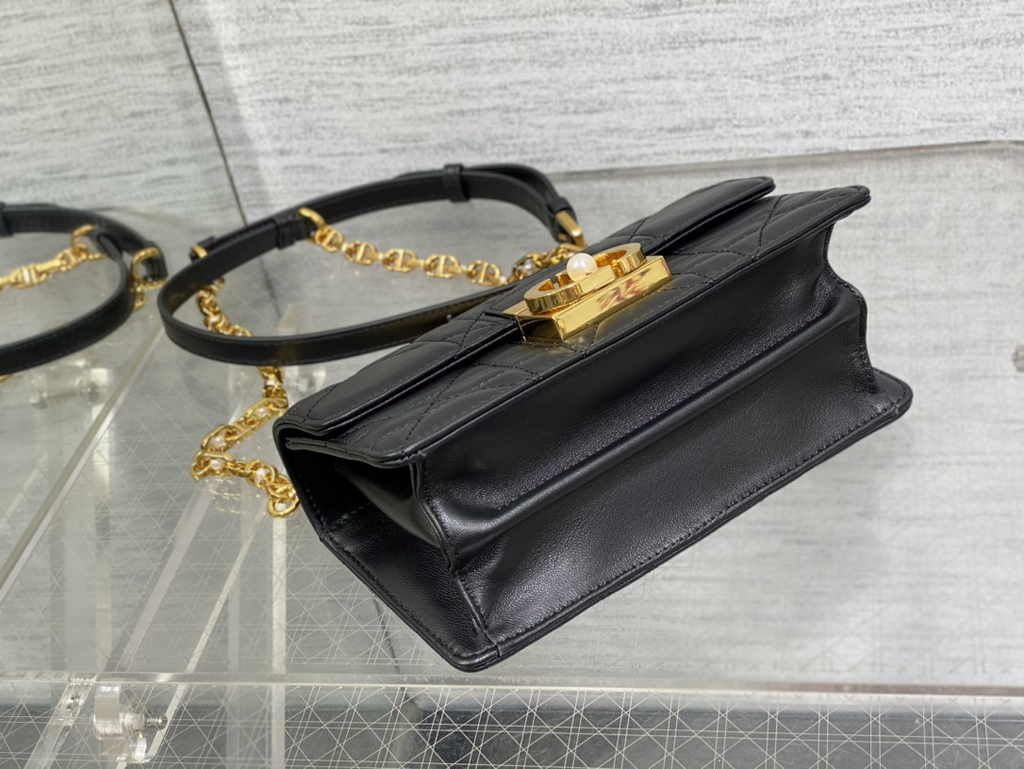 Mini Dior Ange Bag M4401 Black Macrocannage Calfskin - Default Title - View 7