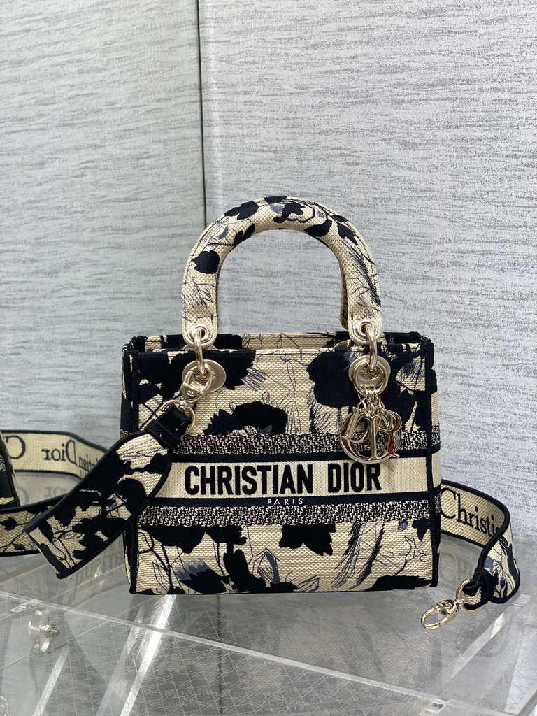 Dior Medium Lady D-Lite Bag M0565 Apricot Peony Embroidery - Default Title - View 2