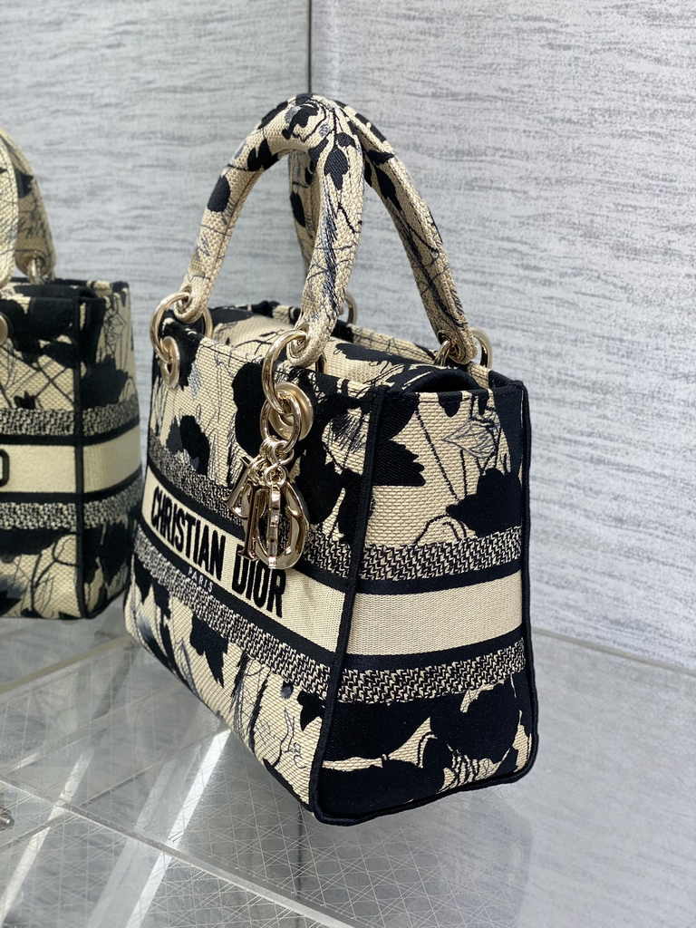 Dior Medium Lady D-Lite Bag M0565 Apricot Peony Embroidery - Default Title - View 7