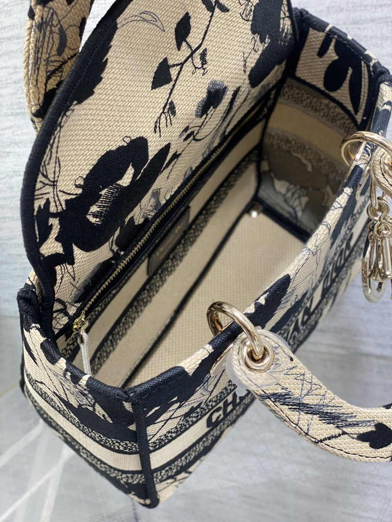 Dior Medium Lady D-Lite Bag M0565 Apricot Peony Embroidery - Default Title - View 9