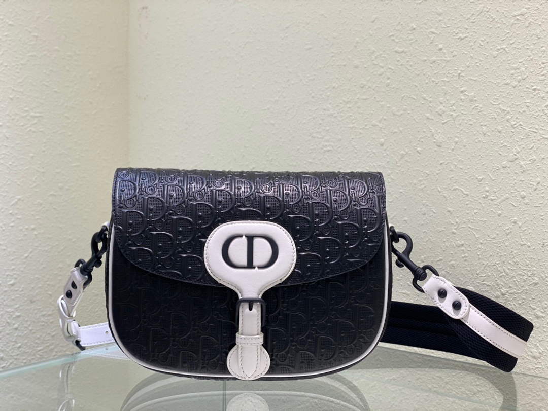 Dior Bobby Bag M9319 Medium Perforated Black calfskin with Dior Oblique motif - Default Title - View 1