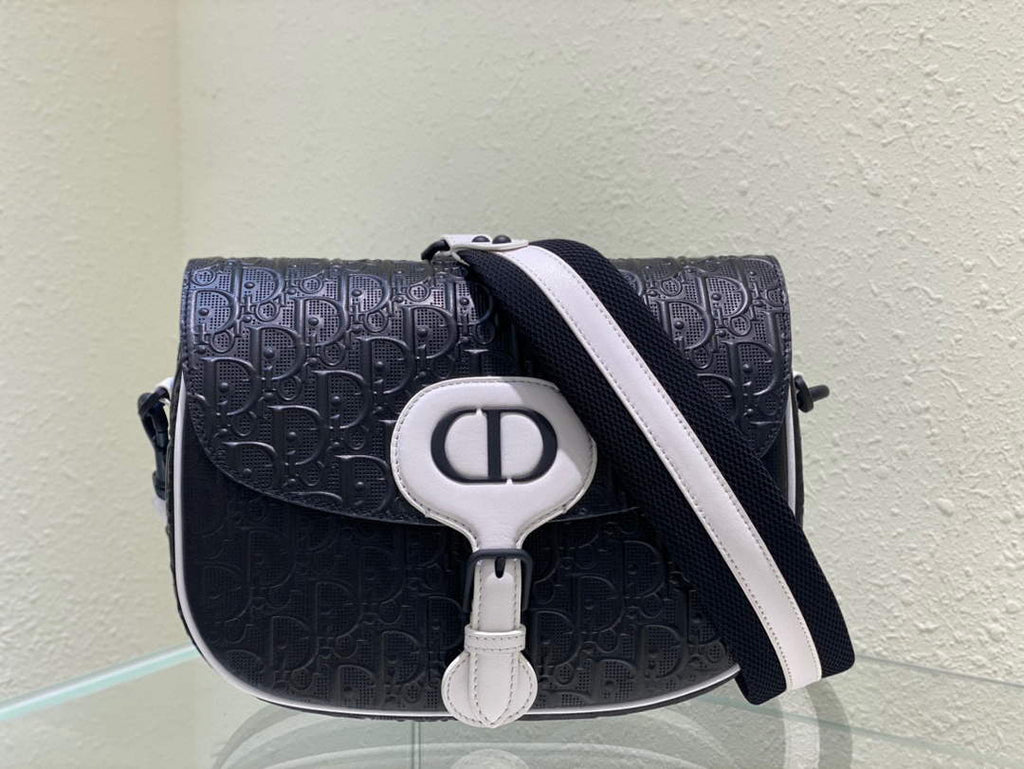 Dior Bobby Bag M9319 Medium Perforated Black calfskin with Dior Oblique motif