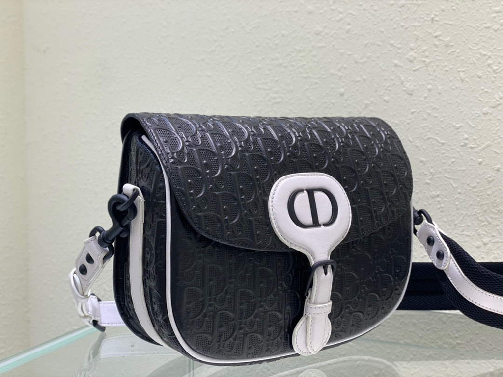 Dior Bobby Bag M9319 Medium Perforated Black calfskin with Dior Oblique motif
