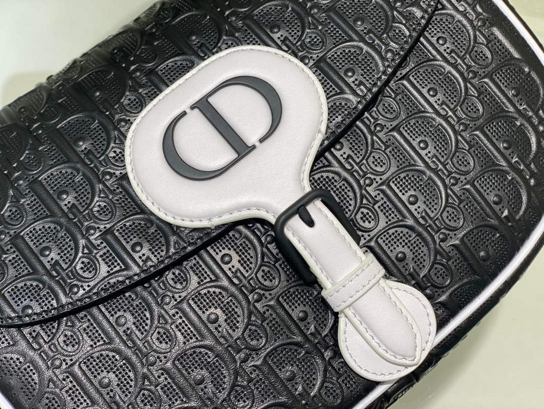 Dior Bobby Bag M9319 Medium Perforated Black calfskin with Dior Oblique motif