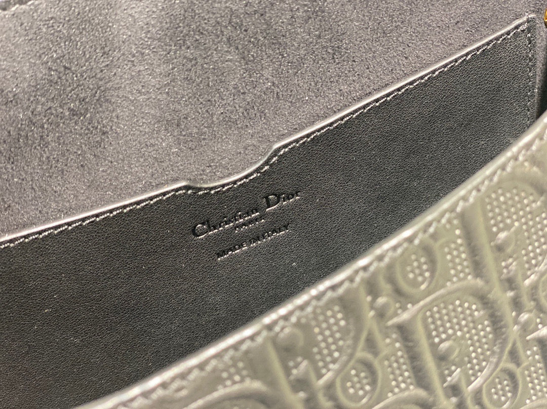 Dior Bobby Bag M9319 Medium Perforated Black calfskin with Dior Oblique motif