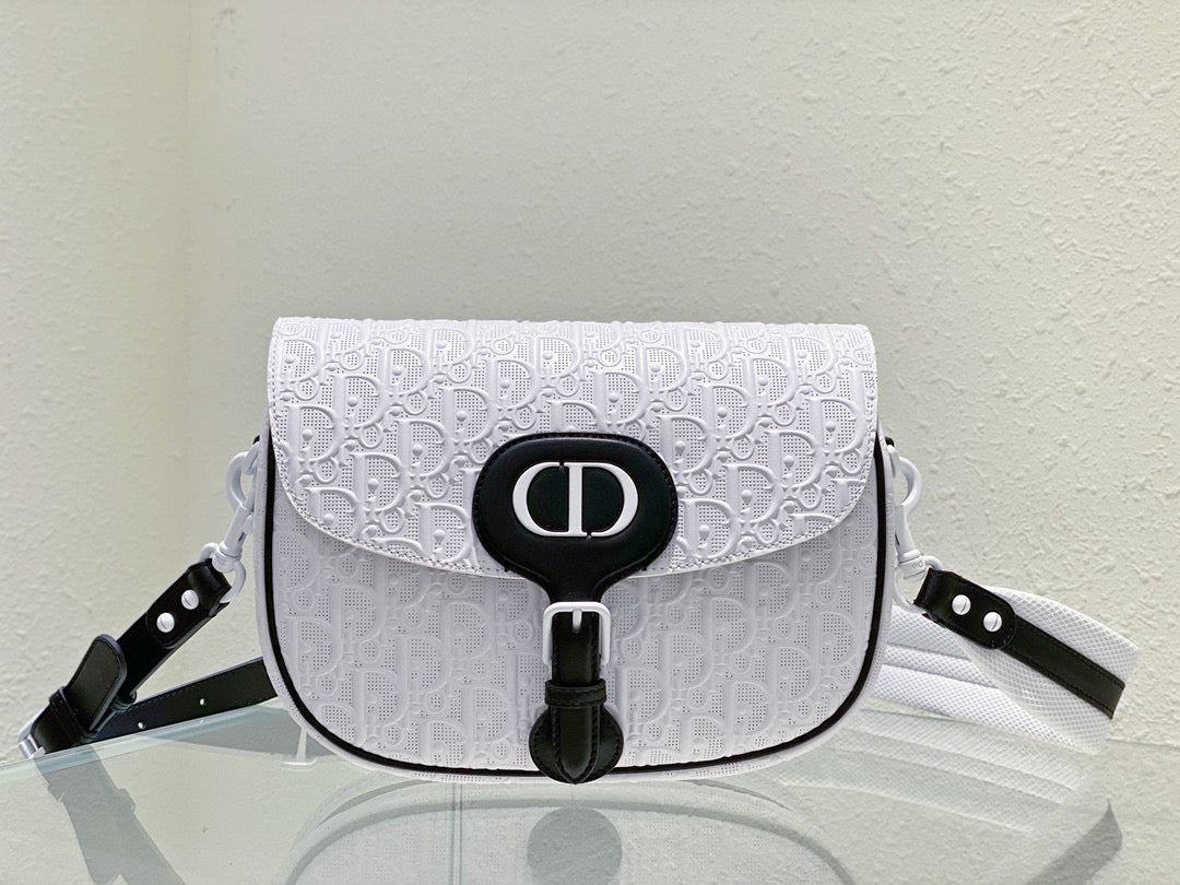 Dior Bobby Bag M9319 Medium Perforated white calfskin with Dior Oblique motif - Default Title - View 2