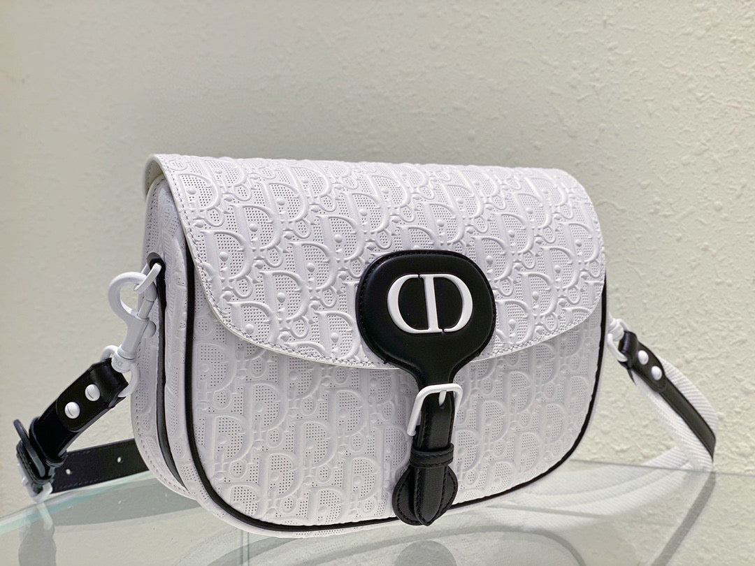 Dior Bobby Bag M9319 Medium Perforated white calfskin with Dior Oblique motif - Default Title - View 3