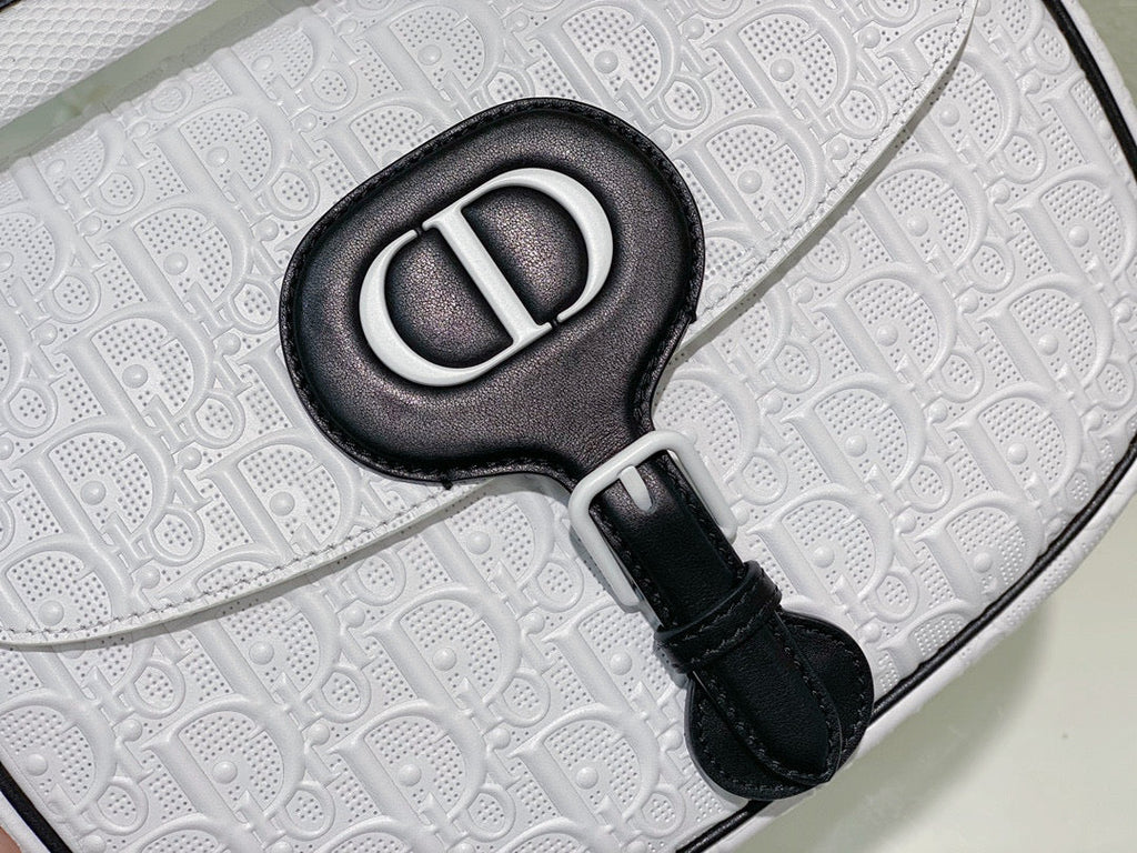 Dior Bobby Bag M9319 Medium Perforated white calfskin with Dior Oblique motif