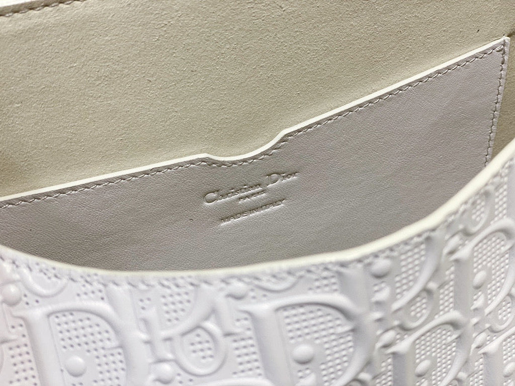 Dior Bobby Bag M9319 Medium Perforated white calfskin with Dior Oblique motif