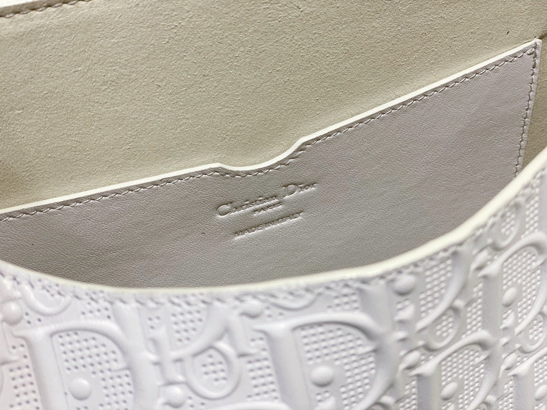 Dior Bobby Bag M9319 Medium Perforated white calfskin with Dior Oblique motif