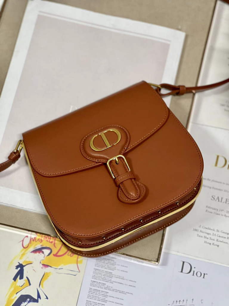 Dior Bobby Frame Bag M9333 Cognac-Colored Box Calfskin