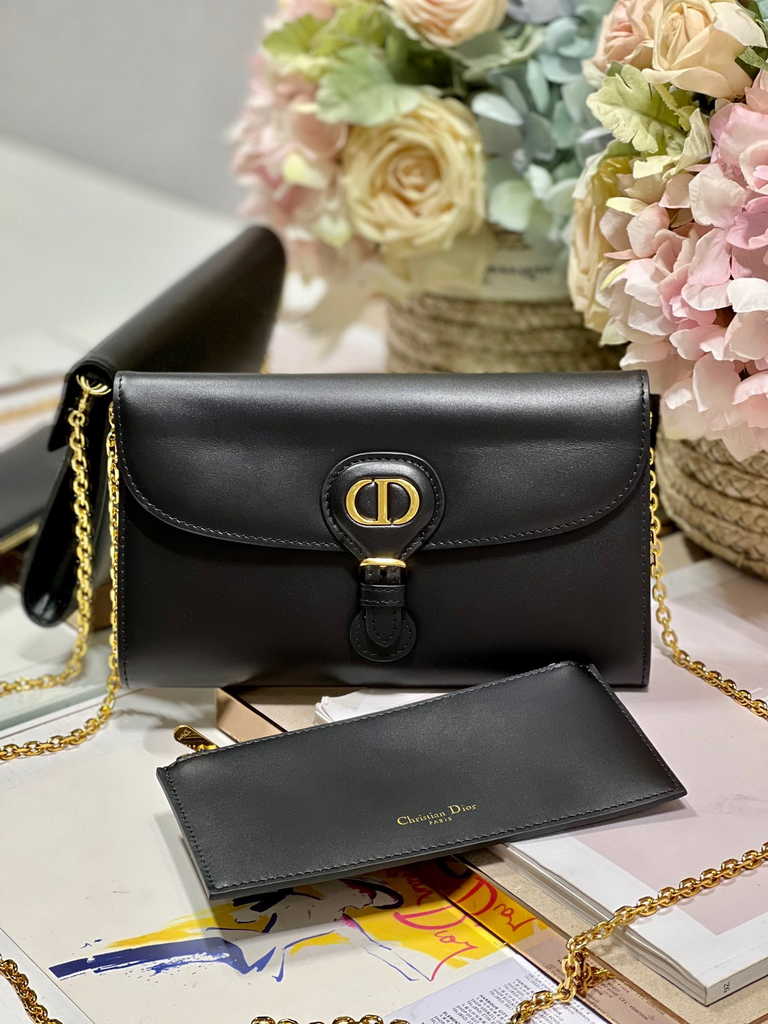 Dior Bobby S5703 East-West Pouch with Chain Black Smooth - Default Title - View 1