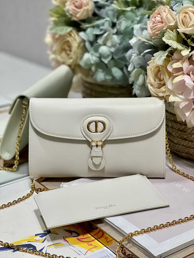 Dior Bobby S5703 East-West Pouch with Chain White Smooth - Default Title - View 1