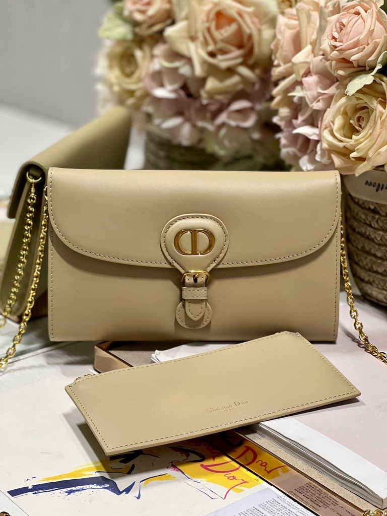 Dior Bobby S5703 East-West Pouch with Chain Dark Beige Smooth - Default Title - View 1