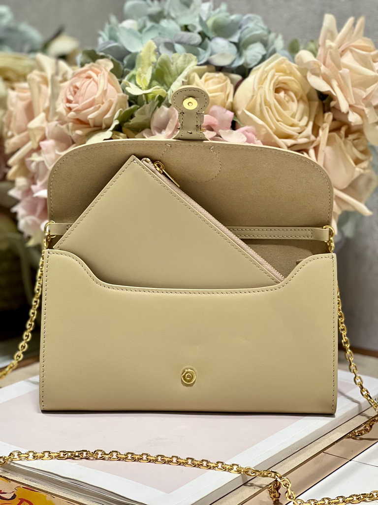 Dior Bobby S5703 East-West Pouch with Chain Dark Beige Smooth - Default Title - View 7