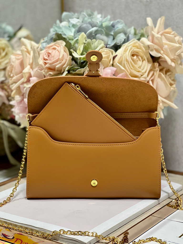 Dior Bobby S5703 East-West Pouch with Chain Tan Smooth - Default Title - View 7