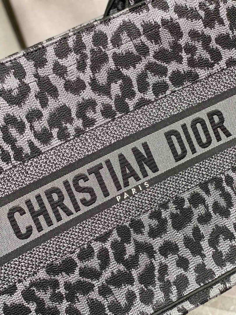 Dior Medium Book Tote M1296 Gray Multicolor Mizza Embroidery