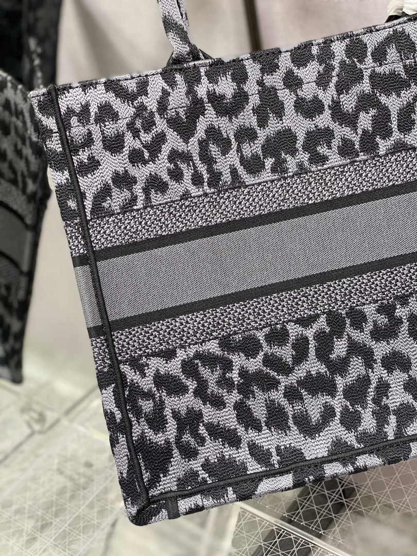 Dior Medium Book Tote M1296 Gray Multicolor Mizza Embroidery